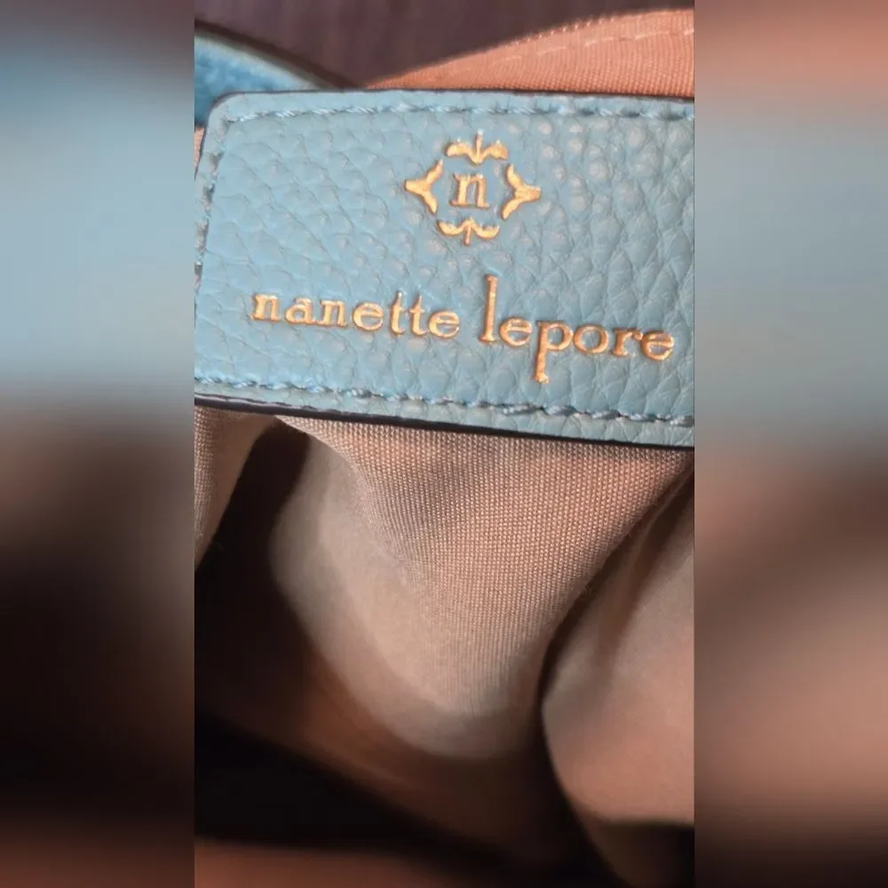 Nanette Lepore Sky Blue Braided Straps Magnetic Snap Man Made Women Shoulder Bag
